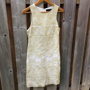 Nicole Miller Collection cream gold silk dress - size 6